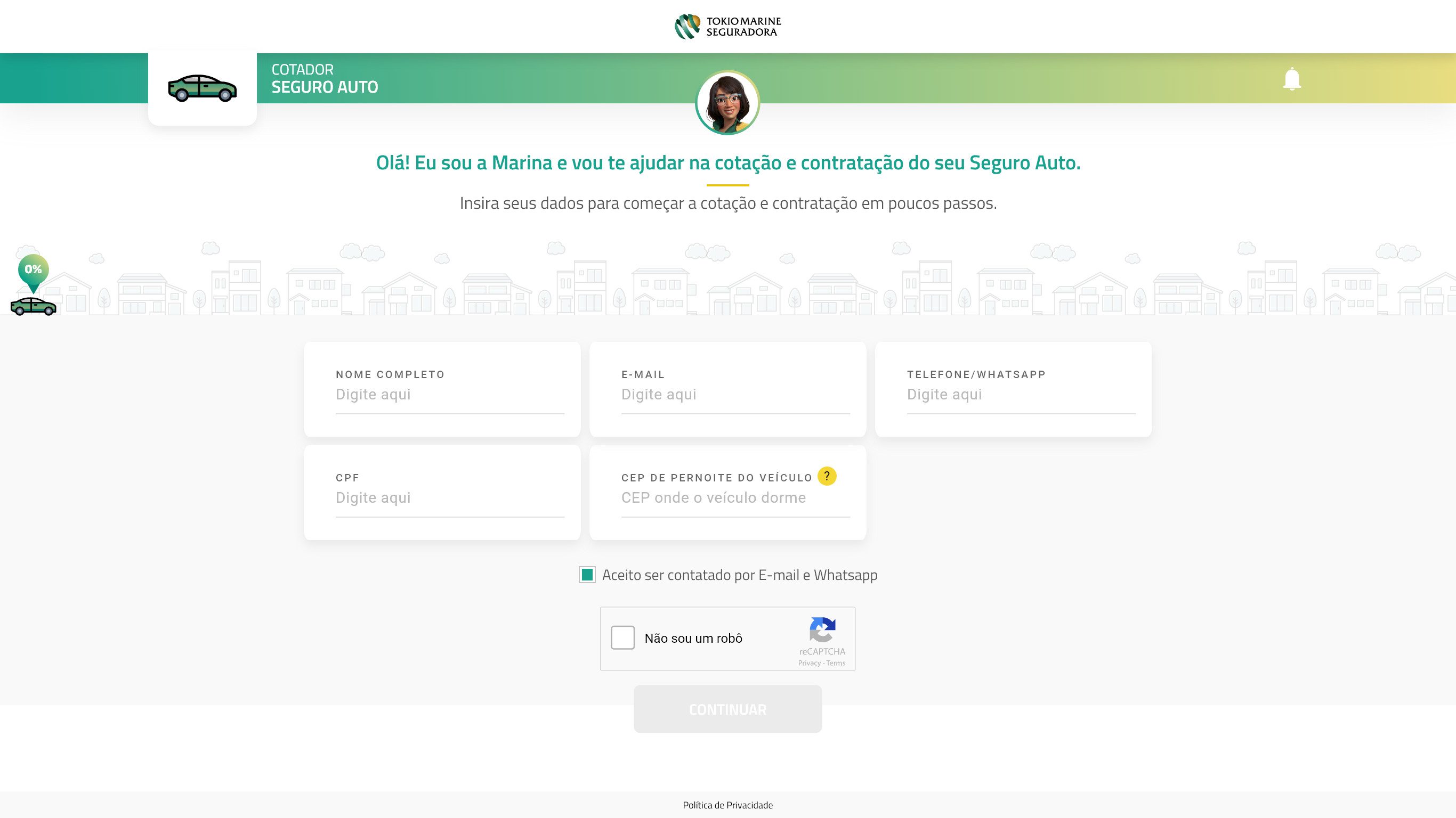 Digital Auto Insurance Quote product interface overview