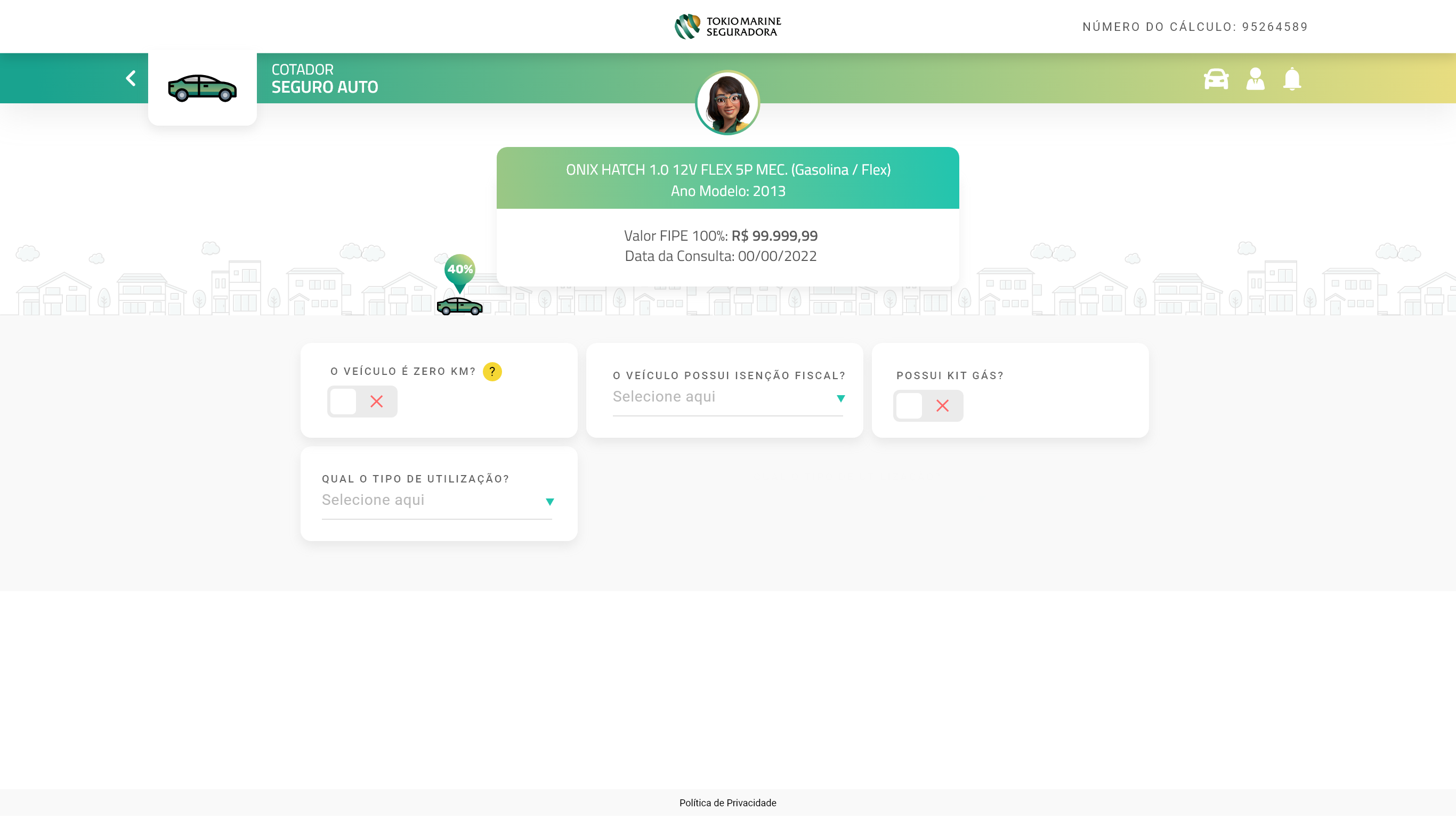 Digital Auto Insurance Quote interface screen 1