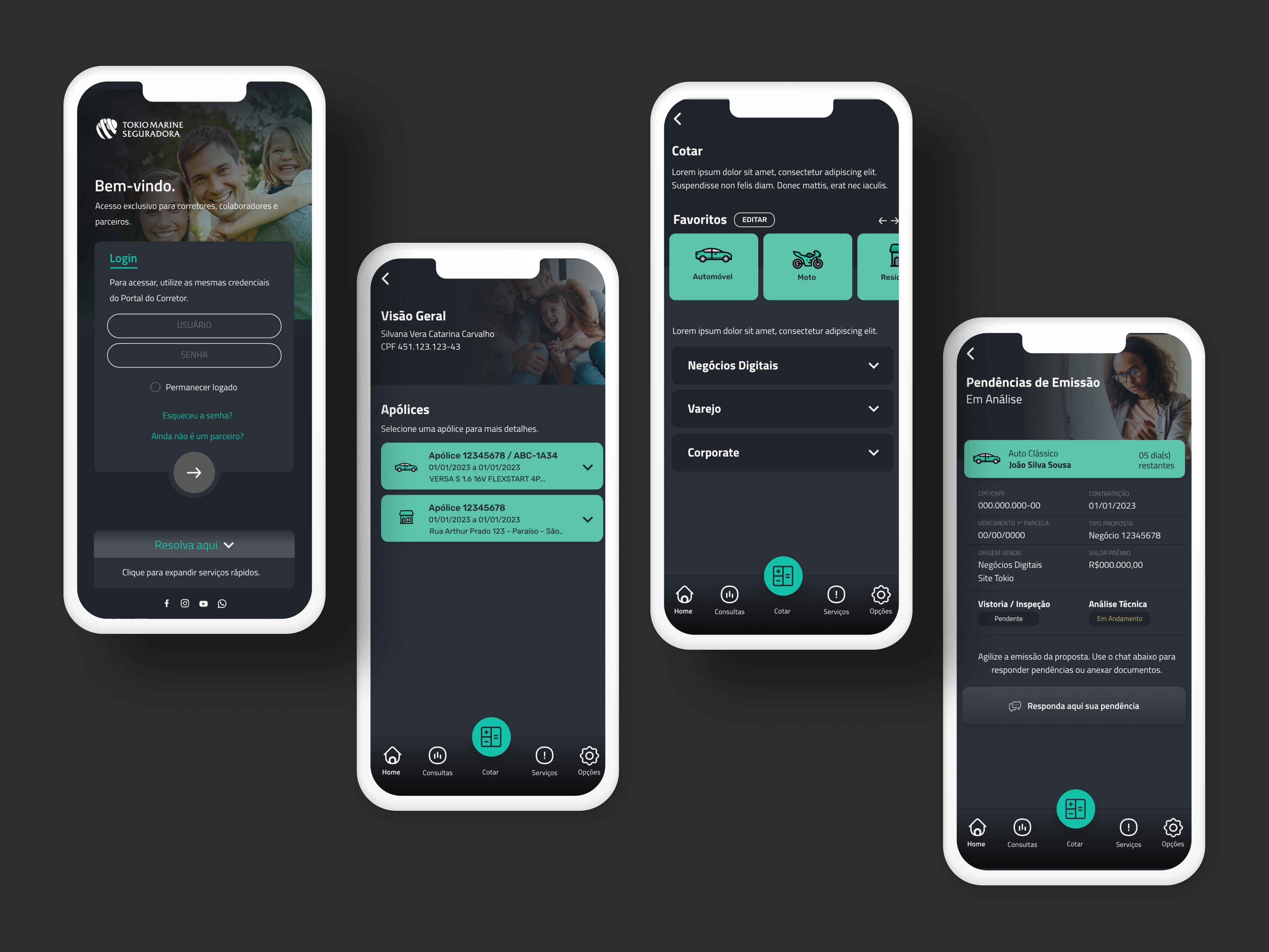 Insurance Broker SuperApp product interface overview