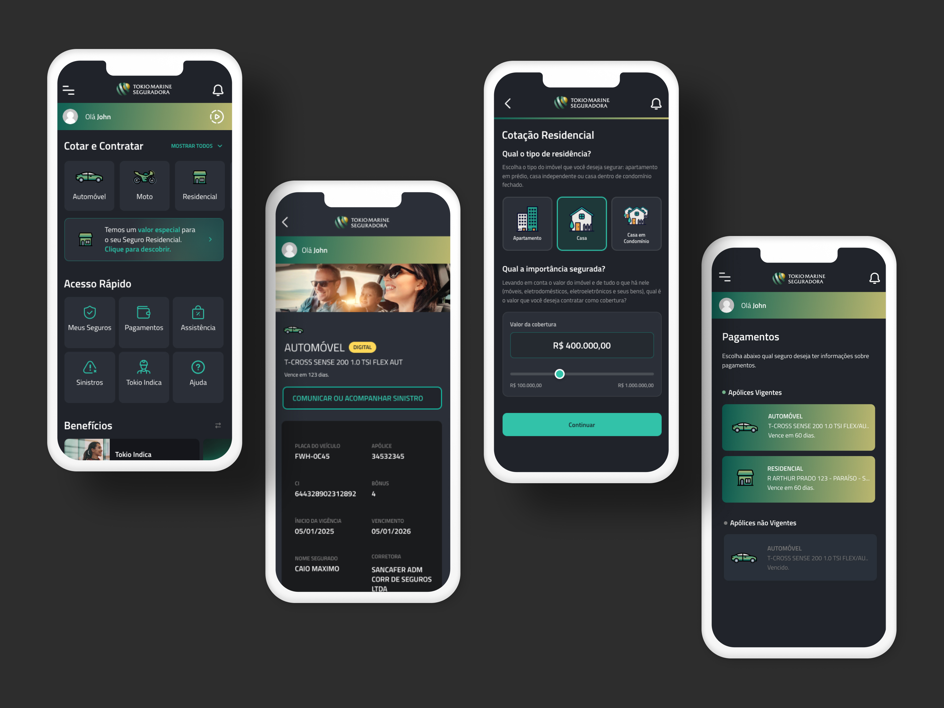 Insurance Mobile App product interface overview