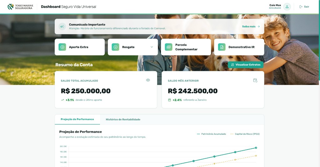 Life Insurance Platform interface screen 1