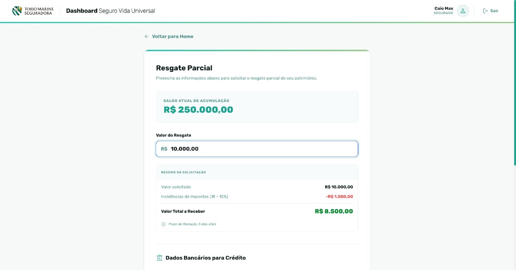 Life Insurance Platform interface screen 2