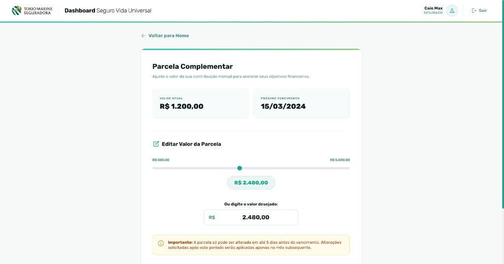 Life Insurance Platform interface screen 3